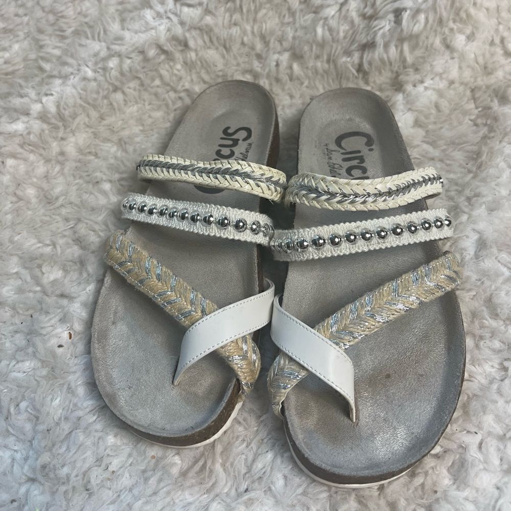 Circus by Sam Edelman Oleander Slide Sandal White/Silver Size 6